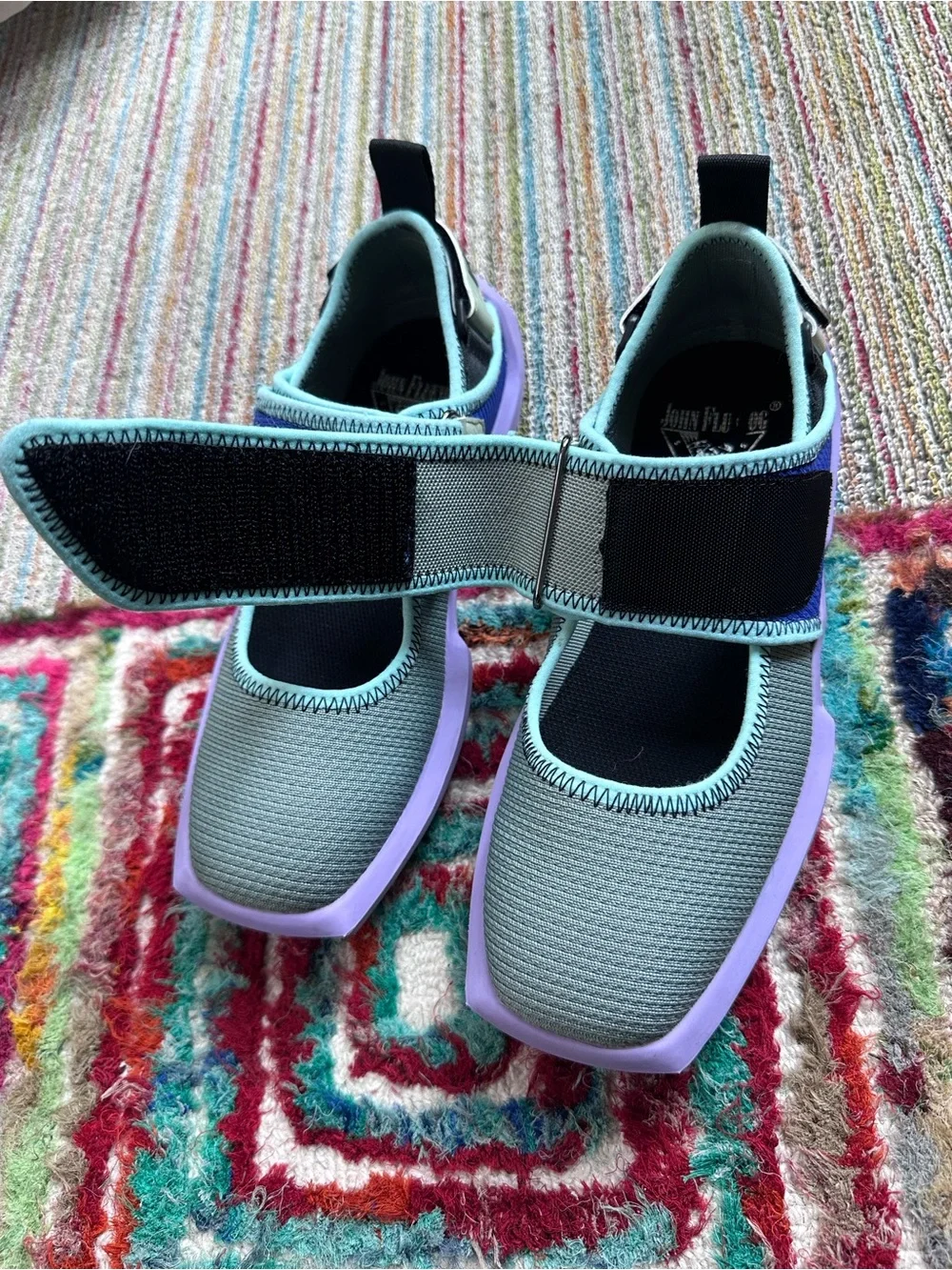 Fluevog LIKE NEW Future Angel Blair Velcro green/blue/purple vegan sneaker-7